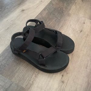 Platform black Teva sandals size 10